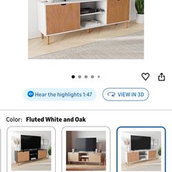 Stead Fluted TV Stand (70”)  White & Oak