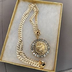 14k gold filled 5mm cuban link and pendant 