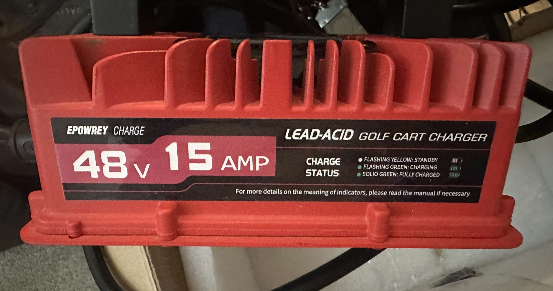 Epowery E8-48V15A Black Red 48 Volts 15 Amp Lead Acid Golf Cart Charger