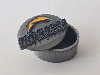Vintage San Diego Chargers Pewter Trinket Box & Lapel Pin