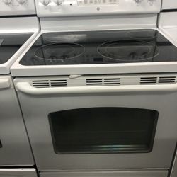 White Self Clean Glass Top Stove 