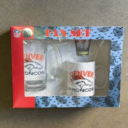 Broncos Fan Set (glass, Shot Glass And Mug)