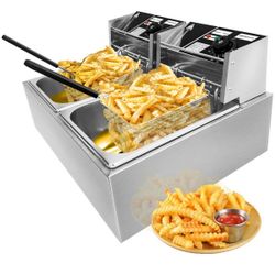 High-Performance 5000W Commercial Electric Twin Tank Deep Fat Fryer - Perfect for Chips