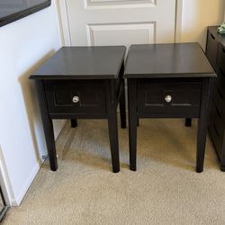 Pair Of Side Tables/ Nightstands - Black/Brown