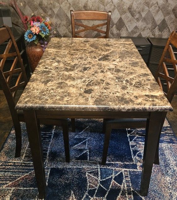 dining room brown and cream table with chairs