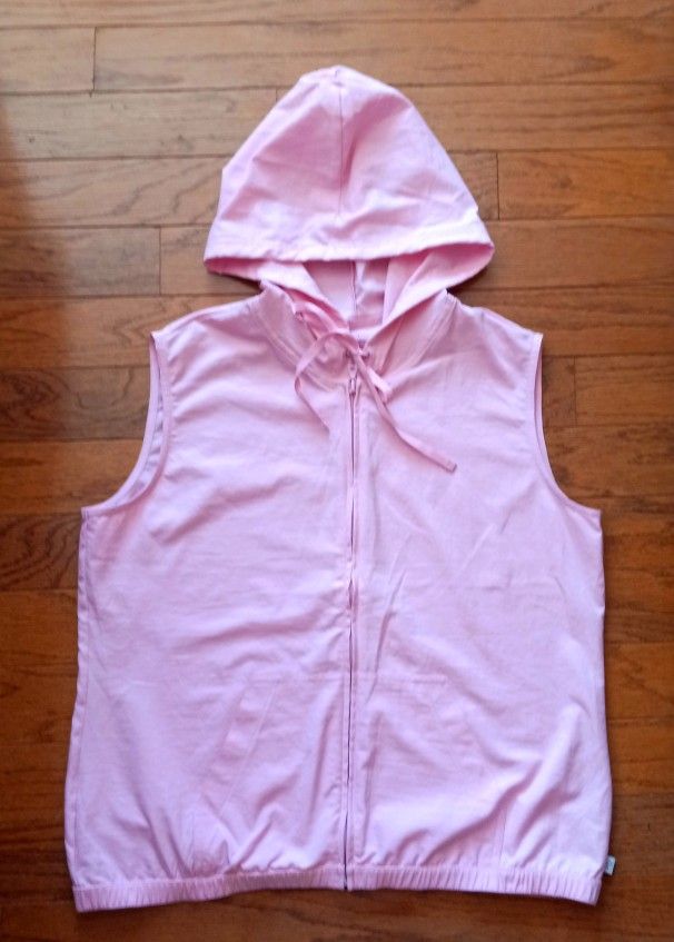 Sleeveless Hoodie Vest Lightweight Jacket Light Pink Women’s Size L / Large   
