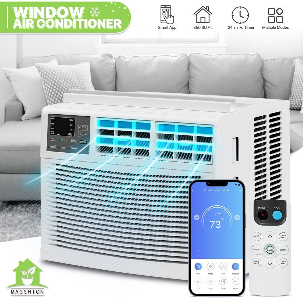 Smart Window Air Conditioner with Wi-Fi Connected, 8000BTU Energy Saving AC up to 350 Square Feet