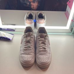 White Nike Shoes With Pink Swoosh 