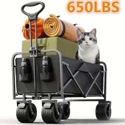 Folding Wagon 650lbs 10” Wheels 