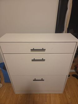 White 3-Drawer Dresser with black Metal Handles