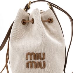 canvas and leather, bucket bag, single - shoulder/cross - body bag, women's style, beige combined with brandy color(34)54