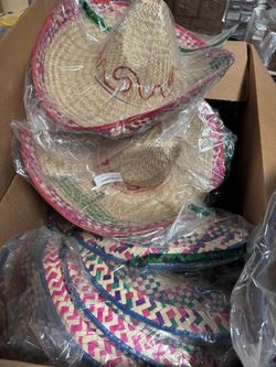 Woven Straw Sombrero – Mexican Party Hat, Assorted Colors (Brand New)