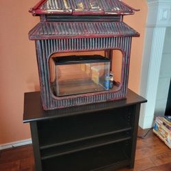 Pagoda For Aquarium Fish Tank + Console Table Stand