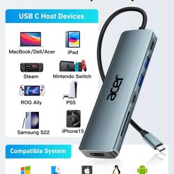 USB C Hub, 7 in 1 USB C to HDMI Splitter, 2 USBA 3.1 GEN1 and 5Gbps Type-C Data