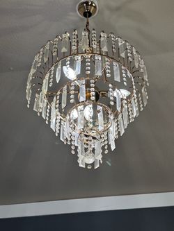 Crystal Tiered Chandelier Gold Frame