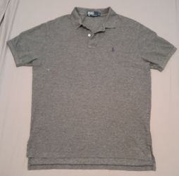 Ralph Lauren Gray Polo Shirt Men's Large 2 Button Classic Fit