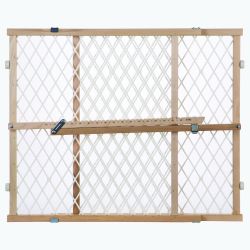 Toddleroo by North States - Diamond Mesh Wooden Baby Gate: Pressure Mounted Baby Gate for Doorways - Adjustable 26.5 to 42 Inches Wide - 23 Inches Tal