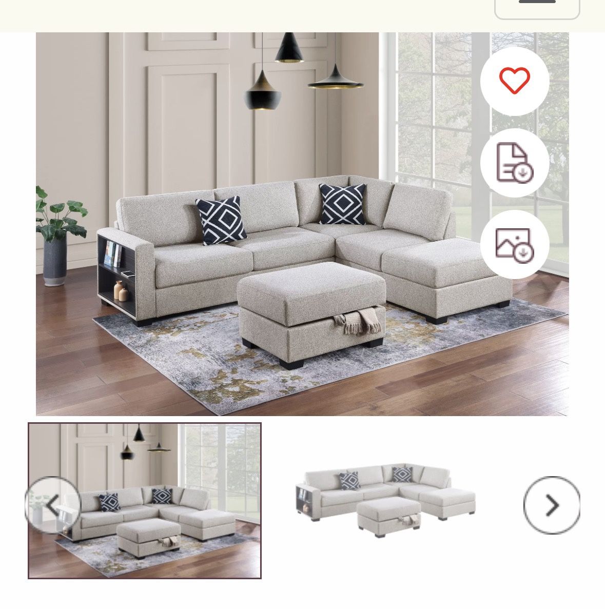 Sectional With Ottoman Set