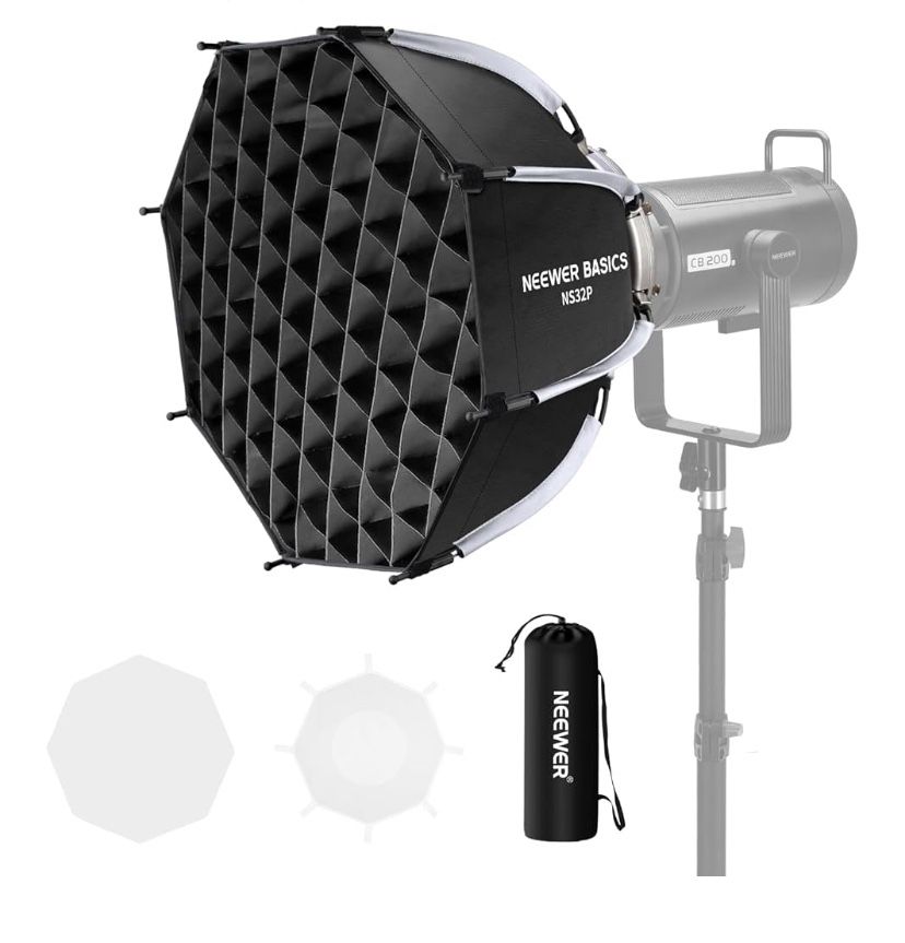 Octagonal Softbox Kit, 18"/45cm Quick Release Bowens Mount Softbox/Grid/Light Diffusers/Bag for Continuous Lighting & Strobe Flash