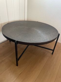 Coffee Table In Antique Copper Top And Bronze Frame