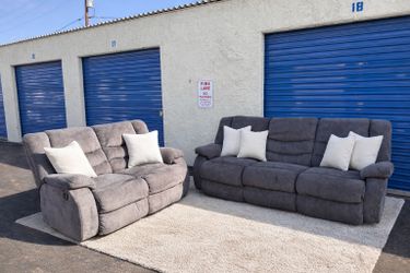 Free Delivery Gray Reclining Sofa Set (2 + 3 Seater) – Clean & Comfortable