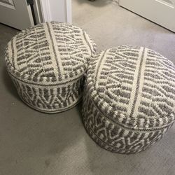 World Market Wool Floor Poufs