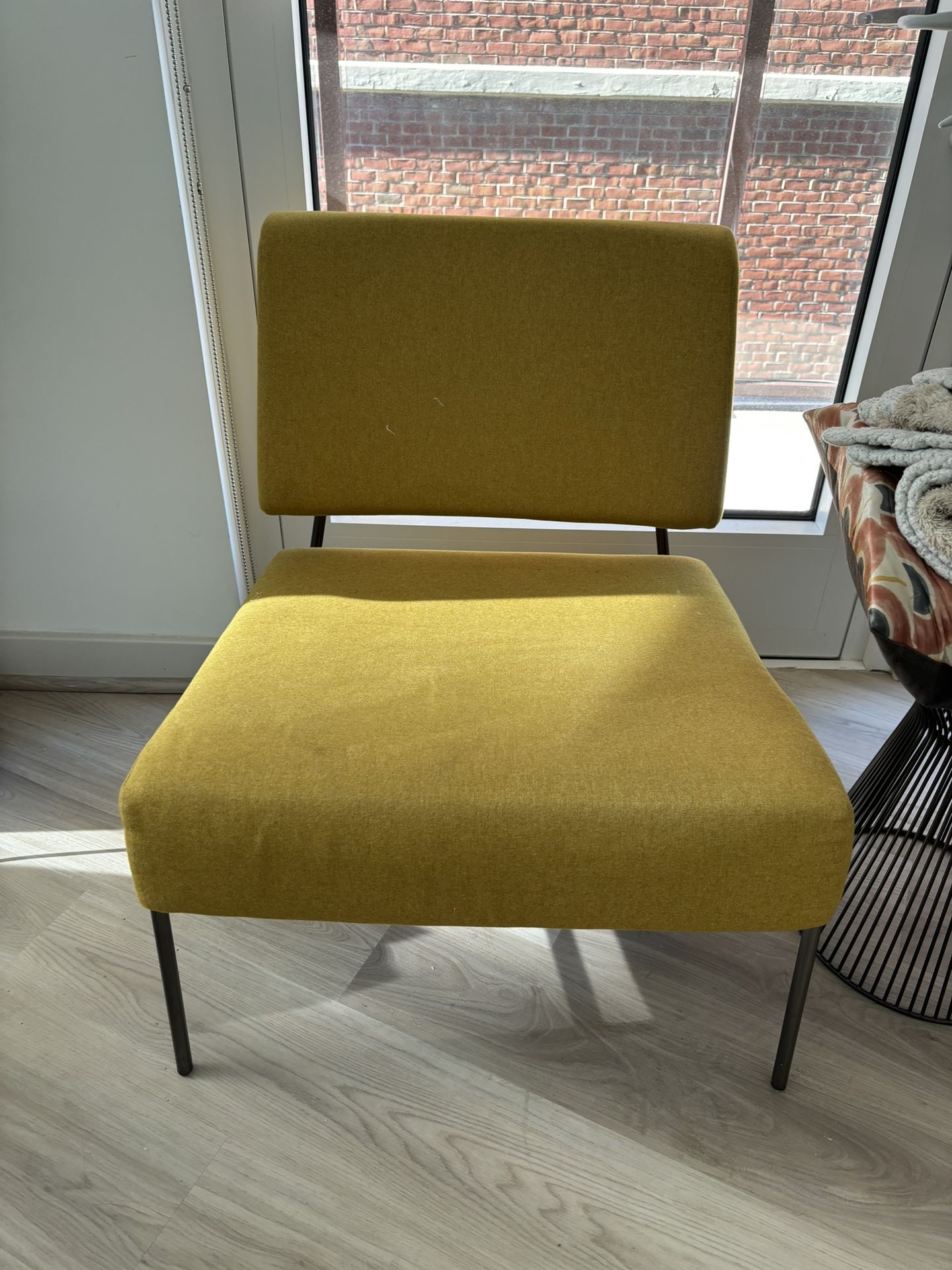 Yellow West Elm Wire Frame Slipper Chair