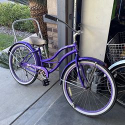Purple Micargi 26” Tahiti Beach Cruiser Bike