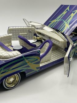 Model Car - Glittery Purple with Green & Yellow Designs Convertible 1965 Lowrider Impala Chevrolet