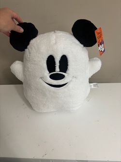 Disney 2025 Halloween Mickey Mouse Ghost Throw Pillow Stuffed Plush 15 Inch NEW