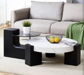New assembled Stylish Design Double-Decker Coffee Table, Detachable Design Modern Center Tea Table Suitable for Living Room, Home Office and Apartment