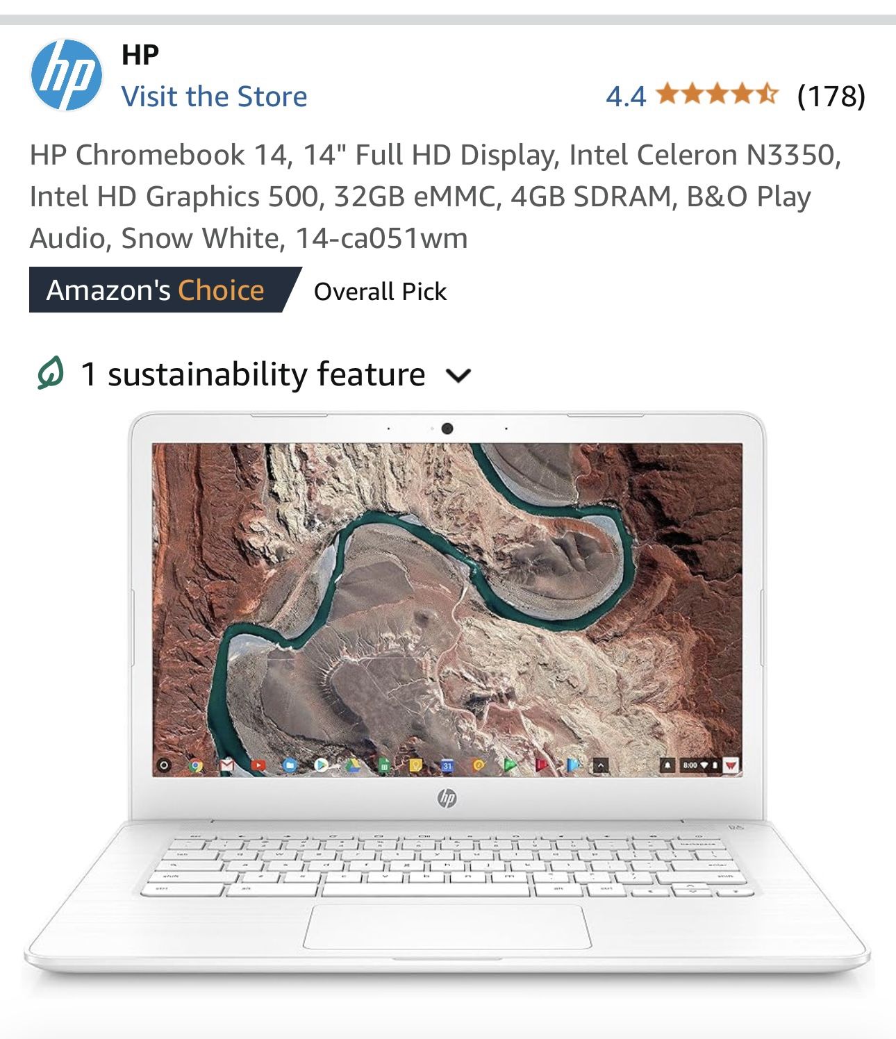 White Hp Chromebook 14” With Charger 