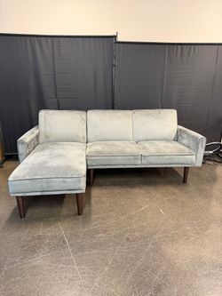 Dorel Home Furnishings Light Gray Velvet Sectional Sleeper Couch