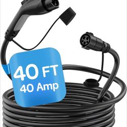 EV Charger Extension Cable, 40ft 40Amp J1772 Extension Cable Compatible with 110V-240V SAE J1772 EV Chargers, Suitable for J1772 EVs/PHEVs, Level 1&2