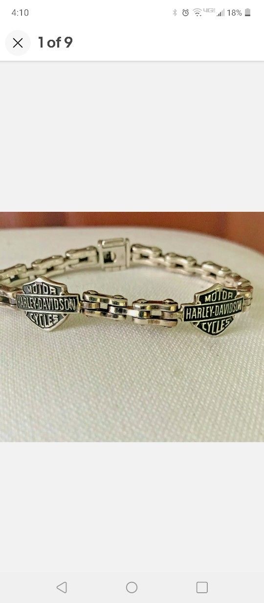 HARLEY DAVIDSON  Sterling Silver 925 Bike Chain Bracelet- Size 8 - Nice! 38 Grams