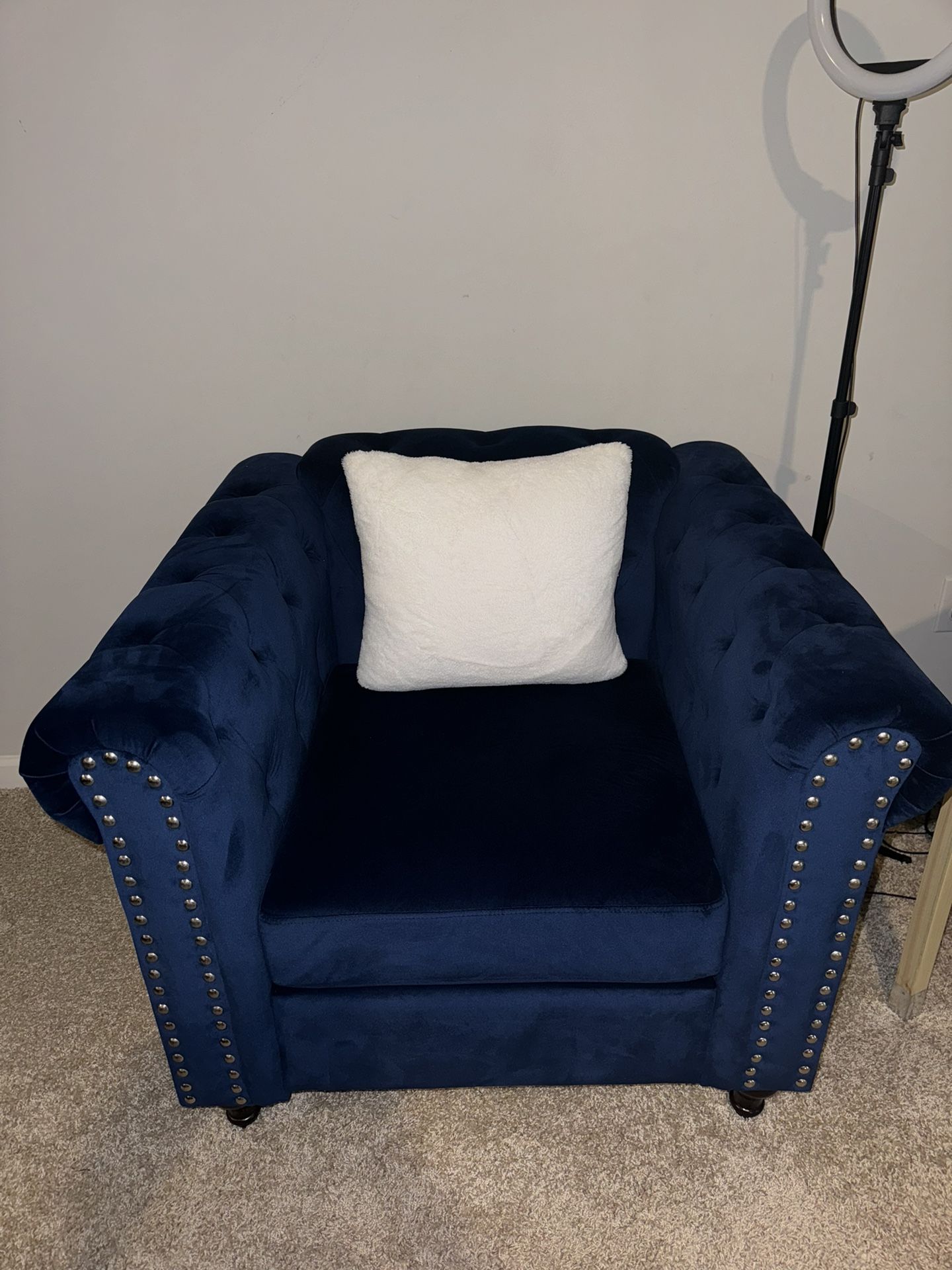 Blue Velvet Living Room Set