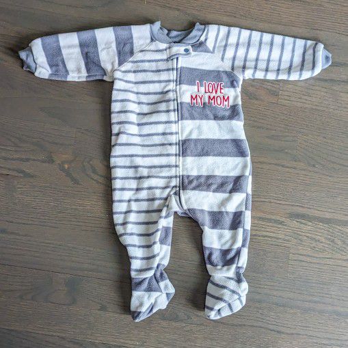 The Children's Place Baby Bodysuit Fleece Footed Zip-up, I Love Mommy 3-6 Months