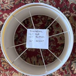 2 lamp shades 12/15” 10” high plain white