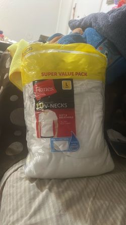 Large, white Hanes V neck