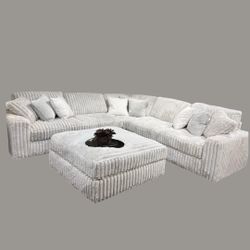 BRAND NEW 11X11FT and 6X13X6FT SECTIONAL SOFAS  CORDOROY LIGHT GREY FABRIC. CUSTOM MADE AVAILABLE