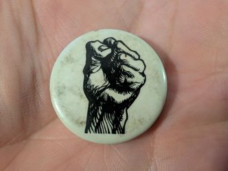 Vintage 1960s Black Power Raised Fist Protest Civil Rights 1-1/4" Pinback Button