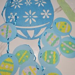 Easter egg decor banner and clip on tie perfect for photo shoot