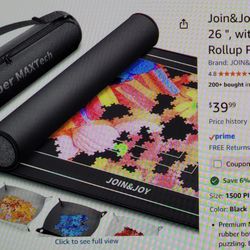 New! Jigsaw Puzzle Roll Up Mat, 46"x26", With Sorting Trays