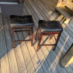 Upholstered (LEATHER) Seat Bar Stools 