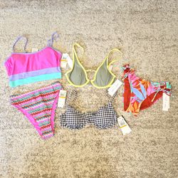 NWT Juniors Salt Cove Bathing Suit Bikini Tops & Bottoms Sz S Mixed LOT
