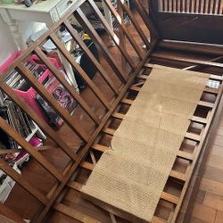 Wood frame Queen Futon With Newer Mattress 