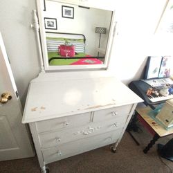 Antique Dresser With Mirror, Serious Offers Only,Original Wheels Still On