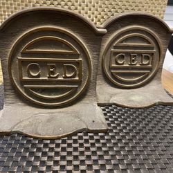 Antique CED Cast Iron Bookends