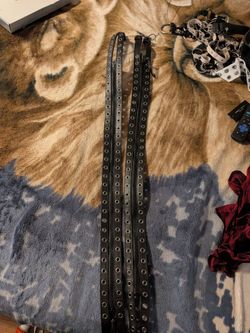 Black Leather Grommet Belts Set