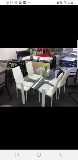 New 5pc. White dining table set